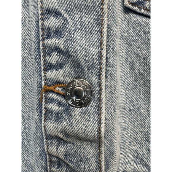 ZARA Denim Long Sleeve Button Up Jean Mini Dress Sz L Light Blue Wash w/ Pockets - Picture 5 of 16